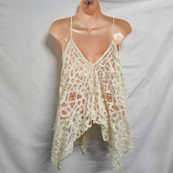 Free People Boho Ivory Battenberg Lace Convertible Halter Top Women Size XS/S - Picture 7 of 13